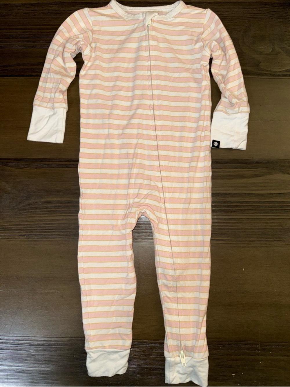 Pink & White Striped Zipper Pajamas